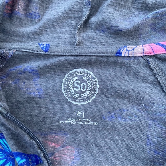 SO Authentic American Heritage Grey Butterfly Light Sweatshirt Hoodie Front Zip - Picture 7 of 10